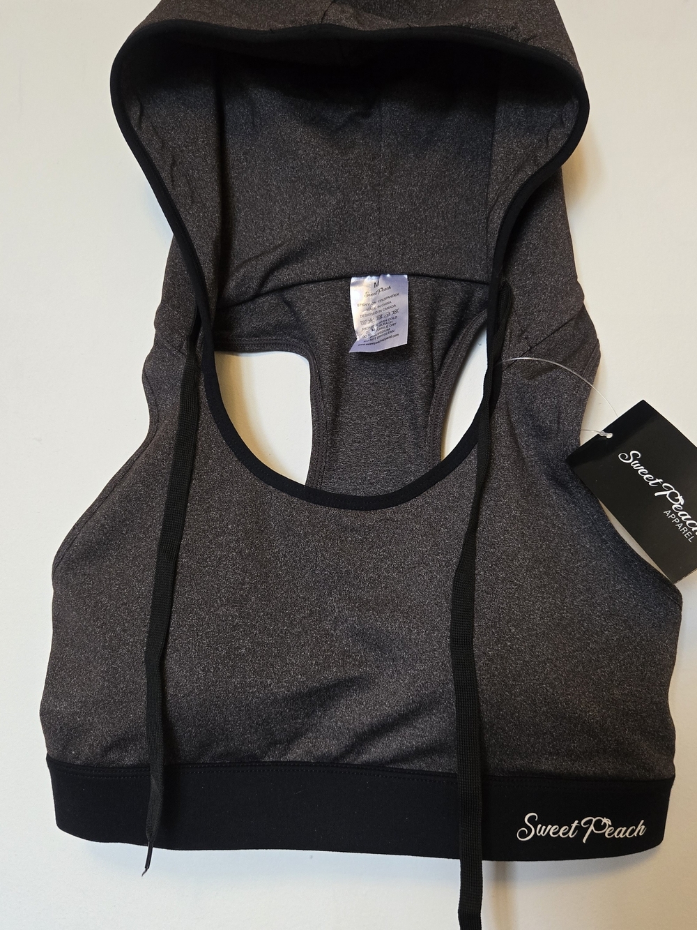 🍑Sweet Peach Apparel Hooded Sports Bra Crop Top NWT Size M